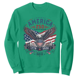 250 Years of Freedom Patriotic Eagle Sweatshirt One Nation Under God 1776-2026 250th Anniversary