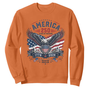250 Years of Freedom Patriotic Eagle Sweatshirt One Nation Under God 1776-2026 250th Anniversary