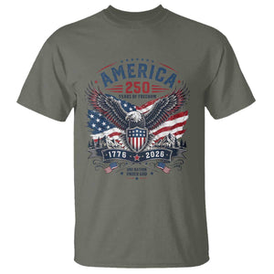 250 Years of Freedom Patriotic Eagle T Shirt One Nation Under God 1776-2026 250th Anniversary