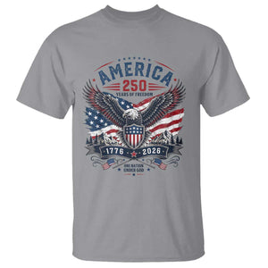 250 Years of Freedom Patriotic Eagle T Shirt One Nation Under God 1776-2026 250th Anniversary