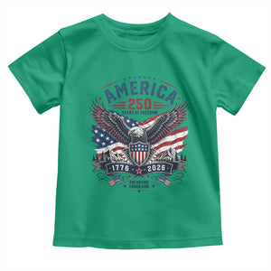 250 Years of Freedom Patriotic Eagle Toddler T Shirt One Nation Under God 1776-2026 250th Anniversary