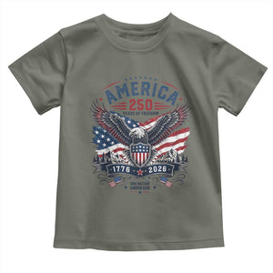 250 Years of Freedom Patriotic Eagle Toddler T Shirt One Nation Under God 1776-2026 250th Anniversary
