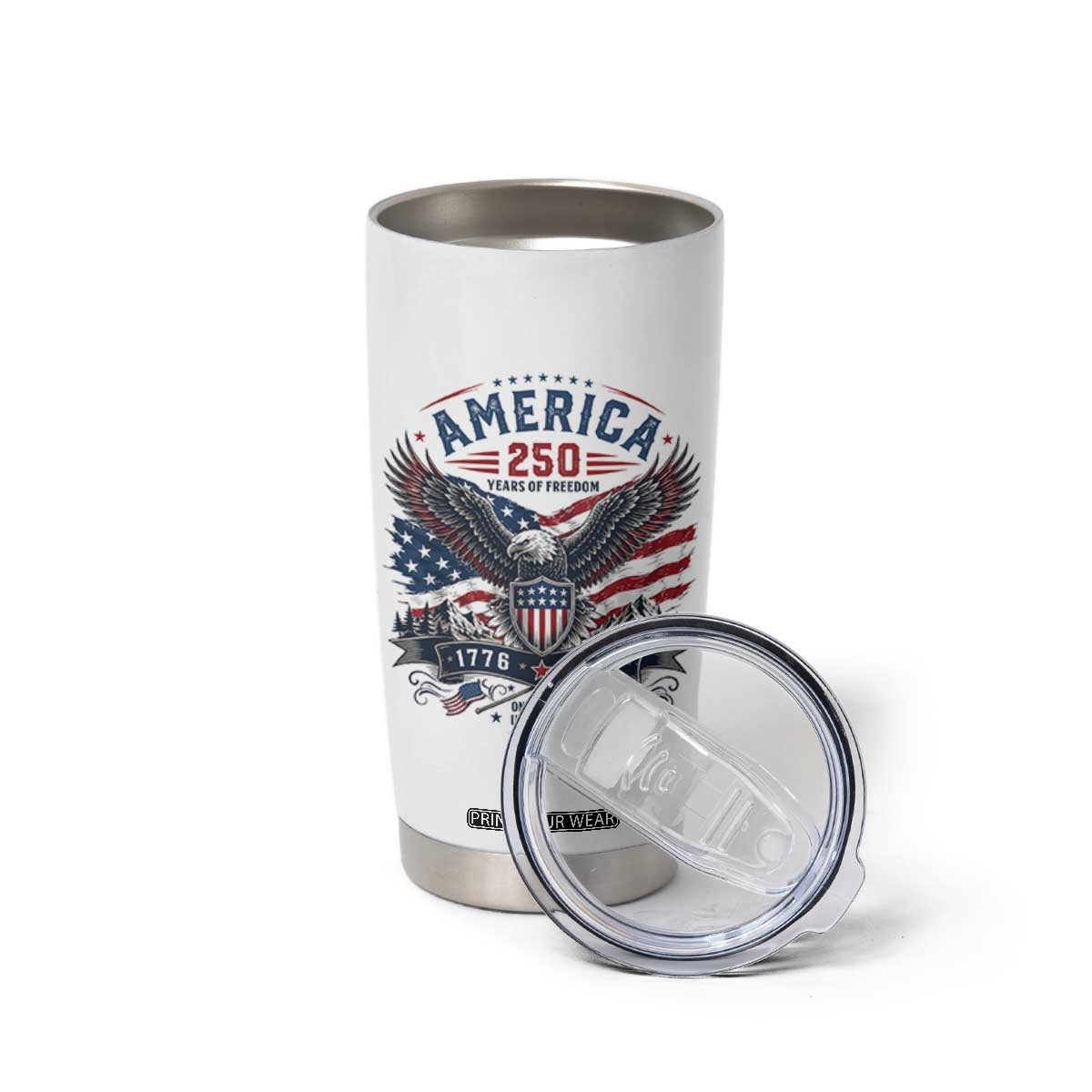 250 Years of Freedom Patriotic Eagle Tumbler Cup One Nation Under God 1776-2026 250th Anniversary