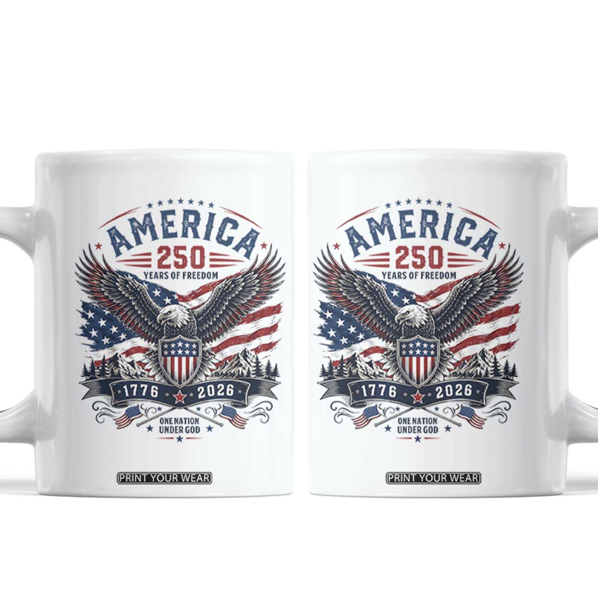 250 Years of Freedom Patriotic Eagle Coffee Mug One Nation Under God 1776-2026 250th Anniversary