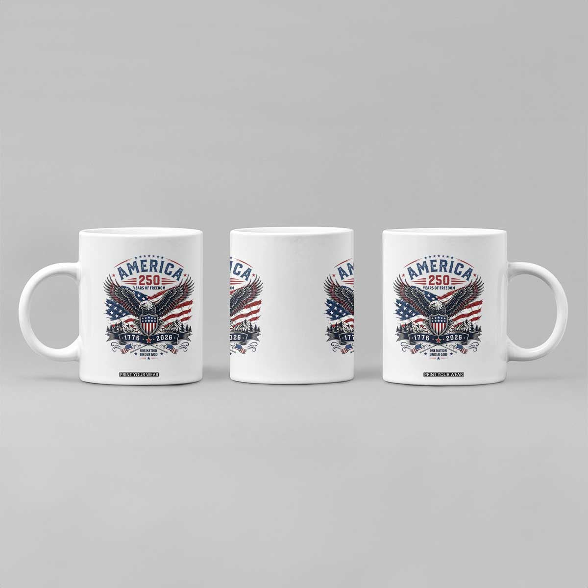 250 Years of Freedom Patriotic Eagle Coffee Mug One Nation Under God 1776-2026 250th Anniversary