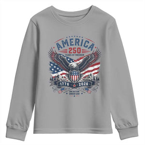 250 Years of Freedom Patriotic Eagle Youth Sweatshirt One Nation Under God 1776-2026 250th Anniversary