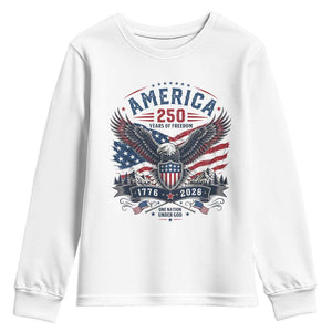 250 Years of Freedom Patriotic Eagle Youth Sweatshirt One Nation Under God 1776-2026 250th Anniversary