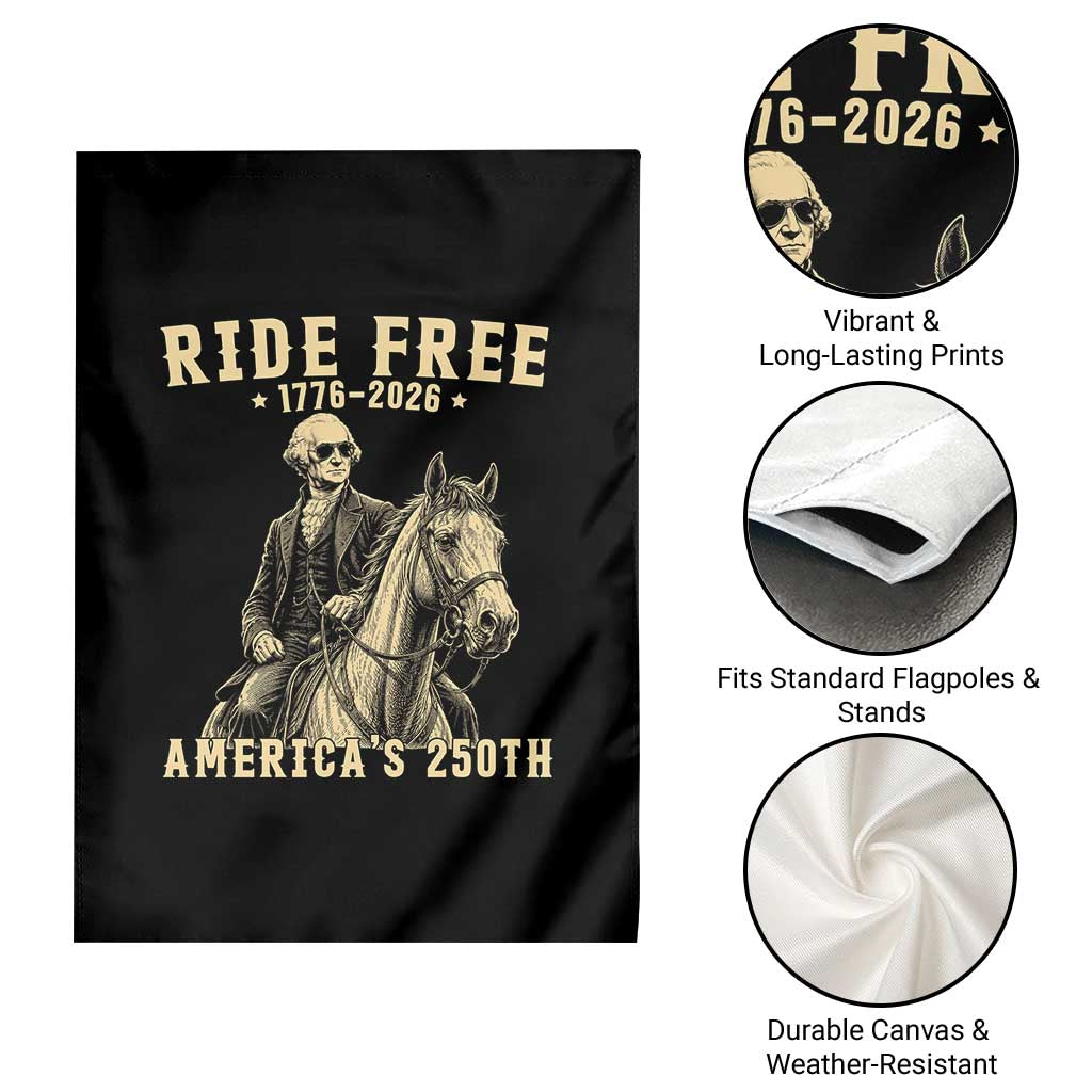 Ride Free 1776-2026 George Washington on Horseback Graphic Garden Flag Vintage 250th Anniversary Semiquincentennial TS02 Print Your Wear
