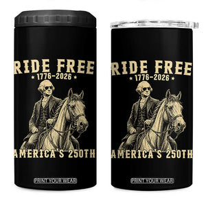 Ride Free 1776-2026 George Washington on Horseback Graphic 4 in 1 Can Cooler Tumbler Vintage 250th Anniversary Semiquincentennial TS02 One Size: 16 oz Black Print Your Wear