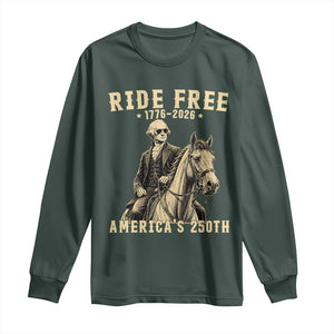 Ride Free 1776-2026 George Washington on Horseback Graphic Long Sleeve Shirt Vintage 250th Anniversary Semiquincentennial