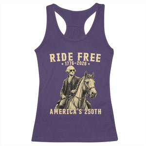 Ride Free 1776-2026 George Washington on Horseback Graphic Racerback Tank Top Vintage 250th Anniversary Semiquincentennial