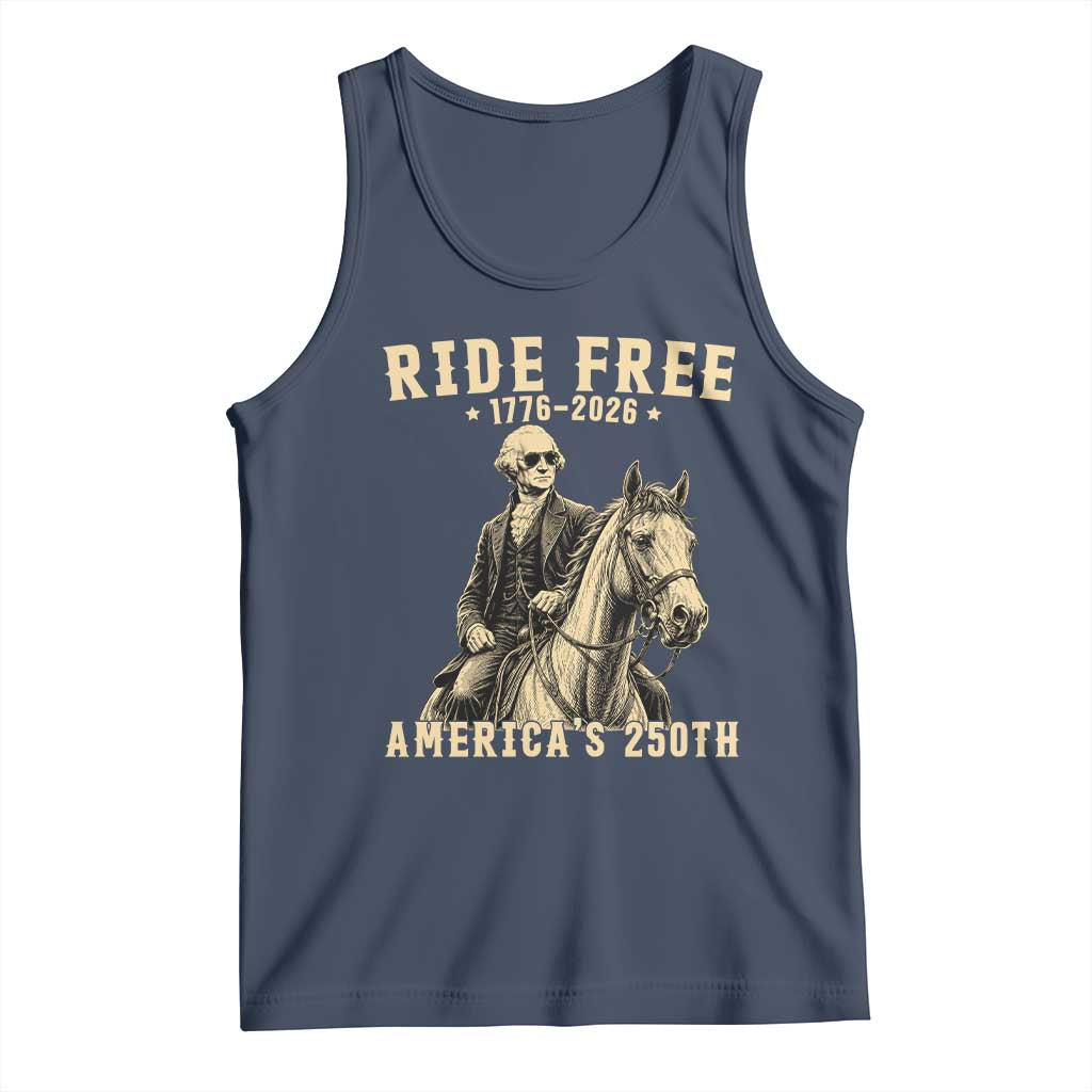 Ride Free 1776-2026 George Washington on Horseback Graphic Tank Top Vintage 250th Anniversary Semiquincentennial