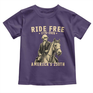 Ride Free 1776-2026 George Washington on Horseback Graphic Toddler T Shirt Vintage 250th Anniversary Semiquincentennial TS02 Purple Print Your Wear