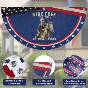 Ride Free 1776-2026 George Washington on Horseback Graphic Patriotic Fan Flag Vintage 250th Anniversary Semiquincentennial