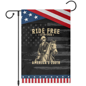 Ride Free 1776-2026 George Washington on Horseback Graphic Patriotic Garden Flag Vintage 250th Anniversary Semiquincentennial