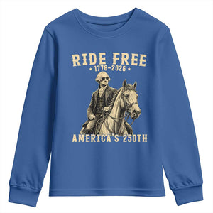 Ride Free 1776-2026 George Washington on Horseback Graphic Youth Sweatshirt Vintage 250th Anniversary Semiquincentennial