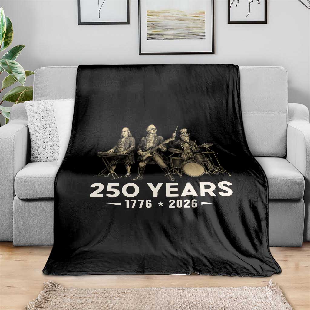 250 Years 1776-2026 Founding Fathers Rock Band Throw Blanket George Washington Benjamin Franklin Uncle Sam