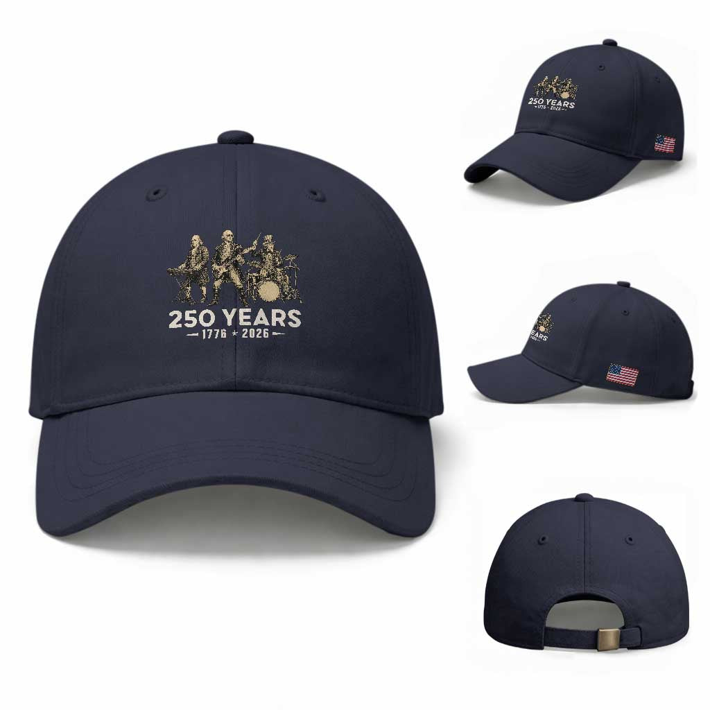 250 Years 1776-2026 Founding Fathers Rock Band Baseball Cap George Washington Benjamin Franklin Uncle Sam