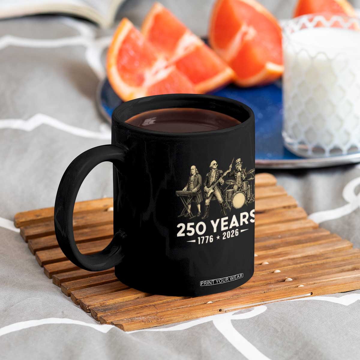 250 Years 1776-2026 Founding Fathers Rock Band Coffee Mug George Washington Benjamin Franklin Uncle Sam