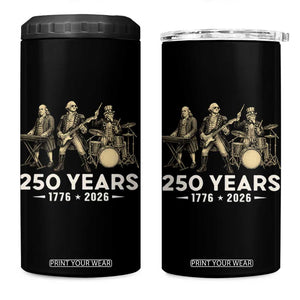 250 Years 1776-2026 Founding Fathers Rock Band 4 in 1 Can Cooler Tumbler George Washington Benjamin Franklin Uncle Sam