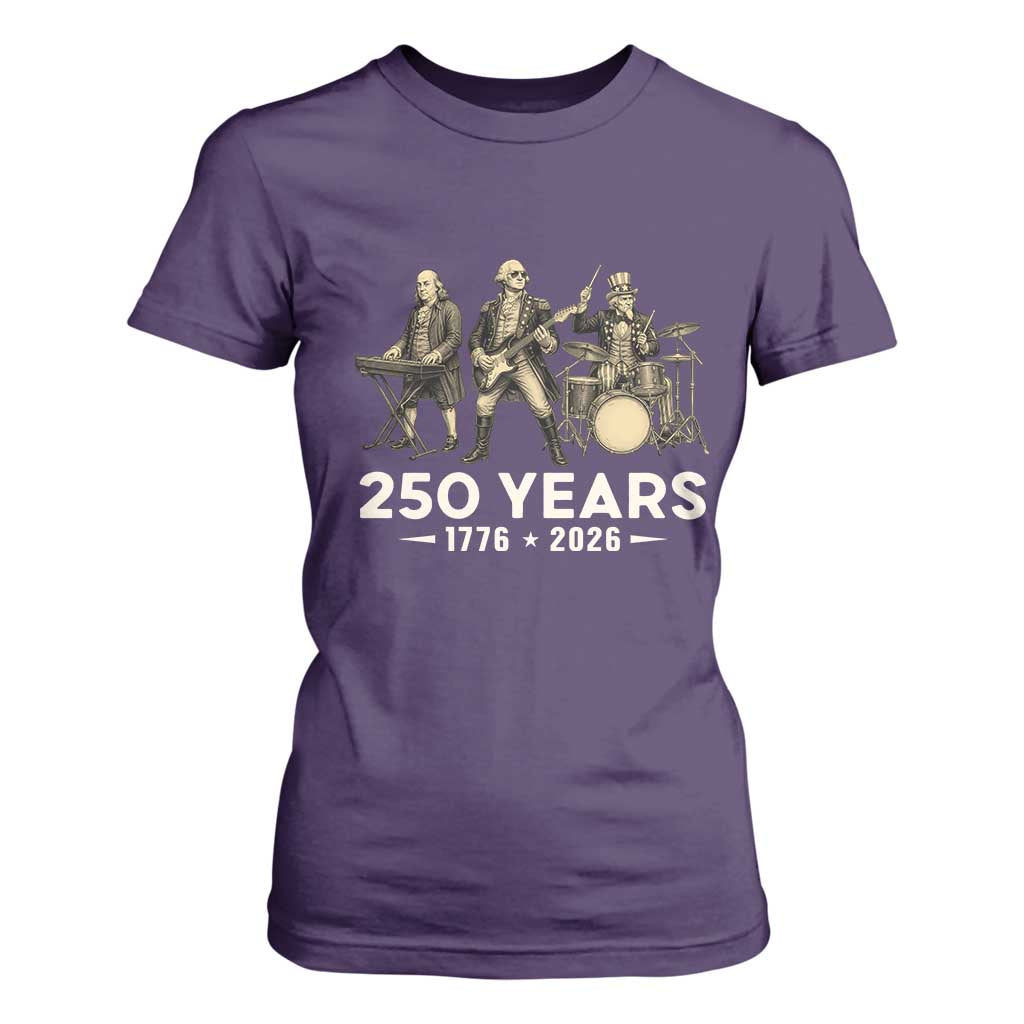 250 Years 1776-2026 Founding Fathers Rock Band T Shirt For Women George Washington Benjamin Franklin Uncle Sam