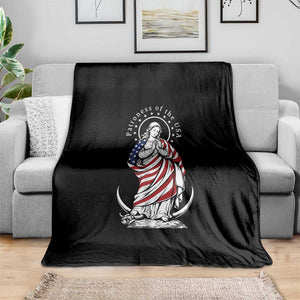 Patroness of the USA Virgin Mary Graphic Throw Blanket Patriotic American Flag Catholic Faith