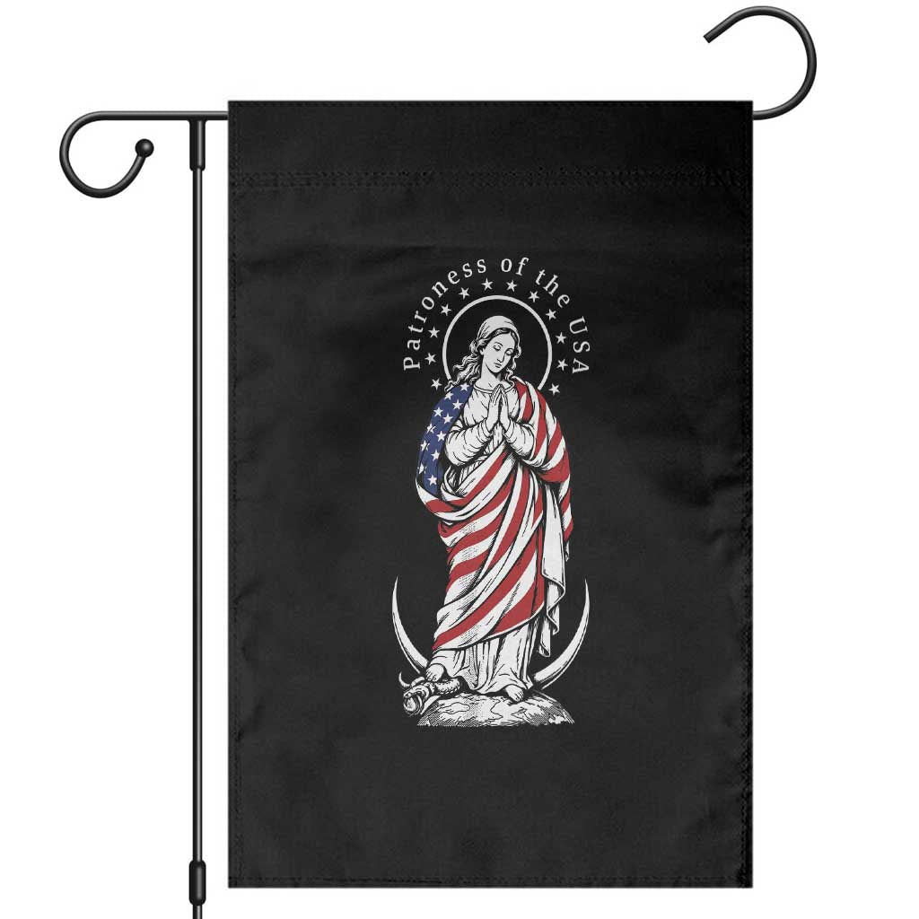 Patroness of the USA Virgin Mary Graphic Garden Flag Patriotic American Flag Catholic Faith TS02 Black Print Your Wear