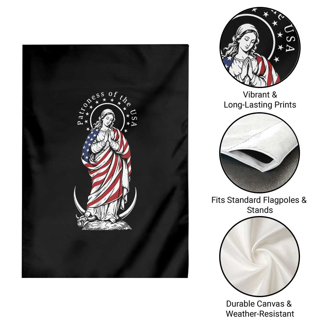 Patroness of the USA Virgin Mary Graphic Garden Flag Patriotic American Flag Catholic Faith TS02 Print Your Wear