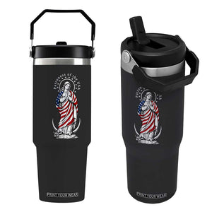 Patroness of the USA Virgin Mary Graphic Flip Straw Tumbler Patriotic American Flag Catholic Faith TS02 One Size: 30 oz Black Print Your Wear