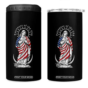 Patroness of the USA Virgin Mary Graphic 4 in 1 Can Cooler Tumbler Patriotic American Flag Catholic Faith TS02 One Size: 16 oz Black Print Your Wear