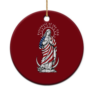 Patroness of the USA Virgin Mary Graphic Ceramic Ornament Patriotic American Flag Catholic Faith