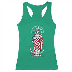 Patroness of the USA Virgin Mary Graphic Racerback Tank Top Patriotic American Flag Catholic Faith