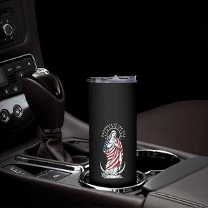 Patroness of the USA Virgin Mary Graphic Skinny Tumbler Patriotic American Flag Catholic Faith TS02 Print Your Wear