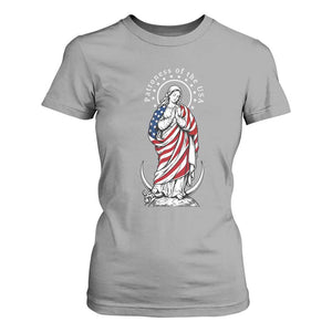 Patroness of the USA Virgin Mary Graphic T Shirt For Women Patriotic American Flag Catholic Faith
