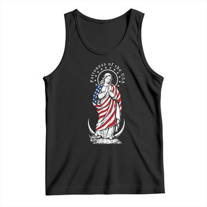 Patroness of the USA Virgin Mary Graphic Tank Top Patriotic American Flag Catholic Faith