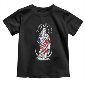 Patroness of the USA Virgin Mary Graphic Toddler T Shirt Patriotic American Flag Catholic Faith