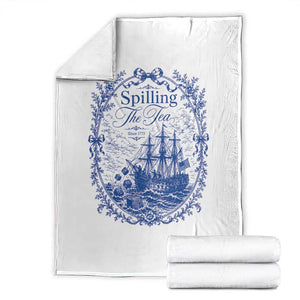 Spilling The Tea Since 1773 Boston Tea Party Throw Blanket Funny Historical Toile Graphic American History Humor