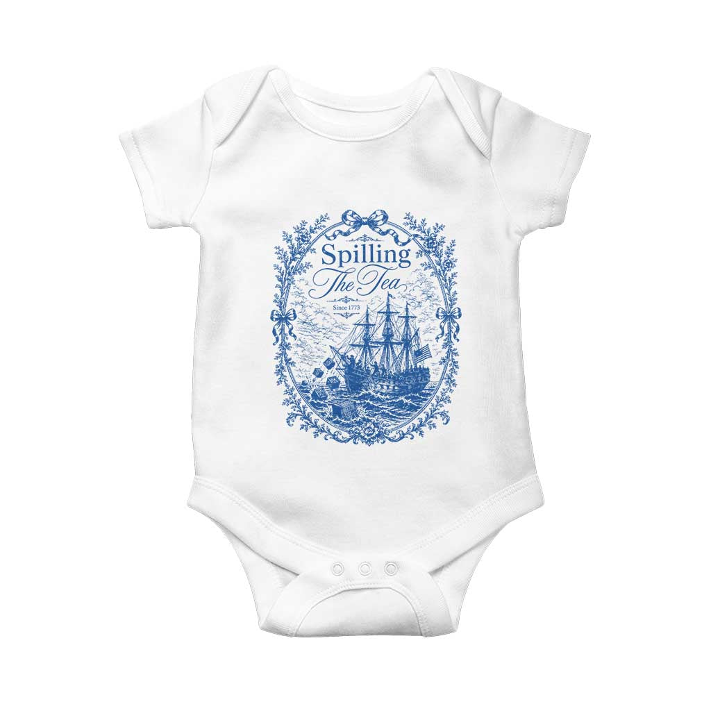 Spilling The Tea Since 1773 Boston Tea Party Baby Onesie Funny Historical Toile Graphic American History Humor TS02 White Print Your Wear