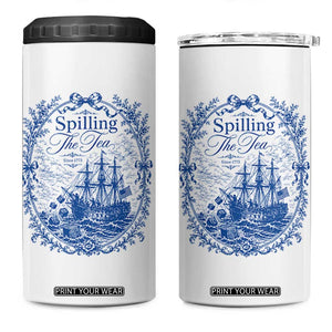 Spilling The Tea Since 1773 Boston Tea Party 4 in 1 Can Cooler Tumbler Funny Historical Toile Graphic American History Humor