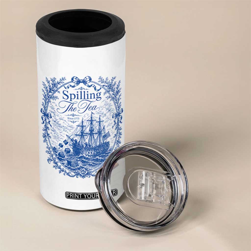 Spilling The Tea Since 1773 Boston Tea Party 4 in 1 Can Cooler Tumbler Funny Historical Toile Graphic American History Humor