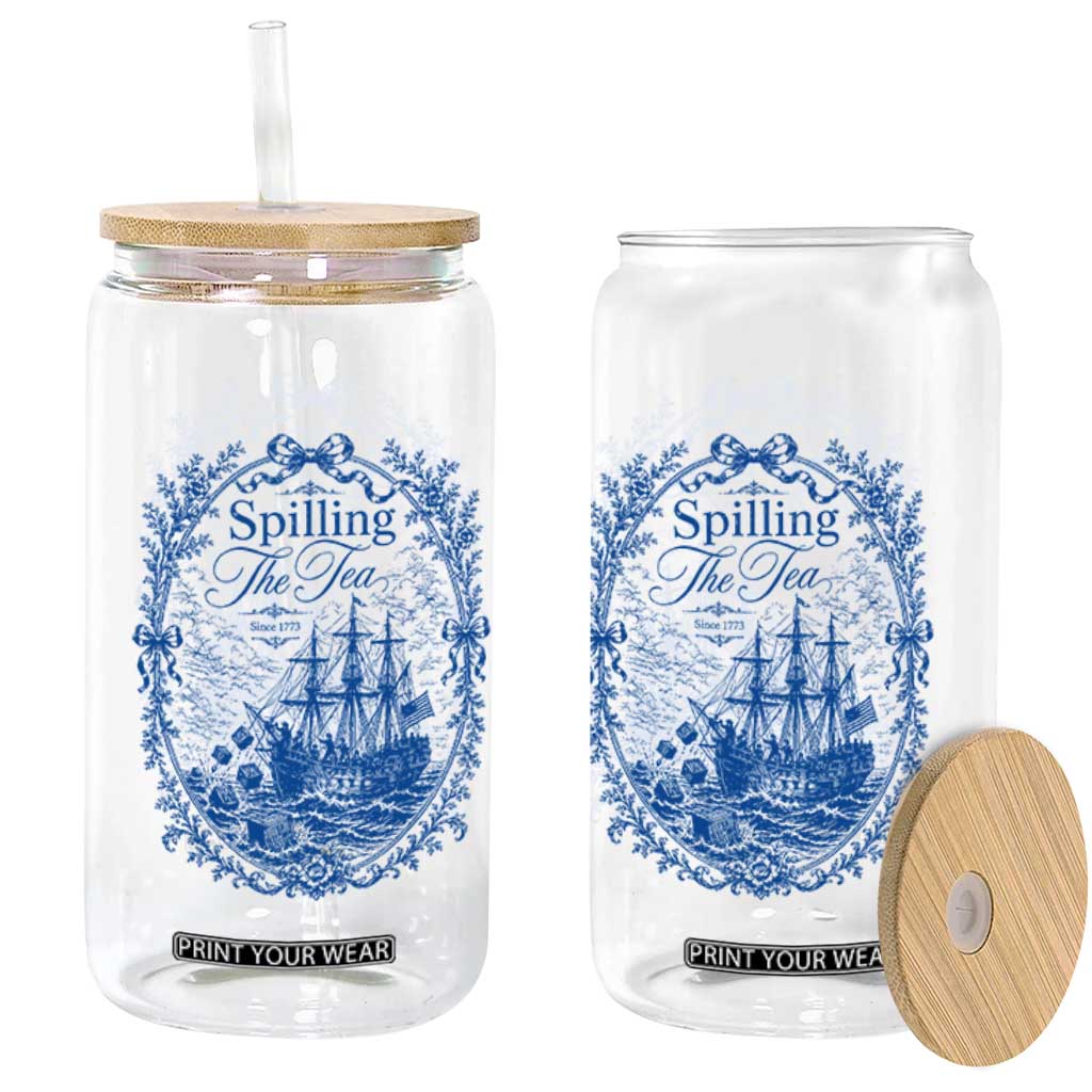 Spilling The Tea Since 1773 Boston Tea Party Glass Can Funny Historical Toile Graphic American History Humor