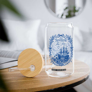 Spilling The Tea Since 1773 Boston Tea Party Glass Can Funny Historical Toile Graphic American History Humor