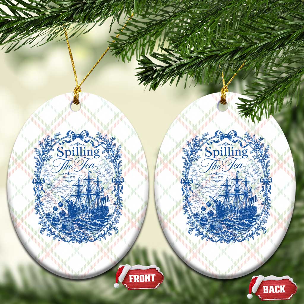 Spilling The Tea Since 1773 Boston Tea Party Ceramic Ornament Funny Historical Toile Graphic American History Humor
