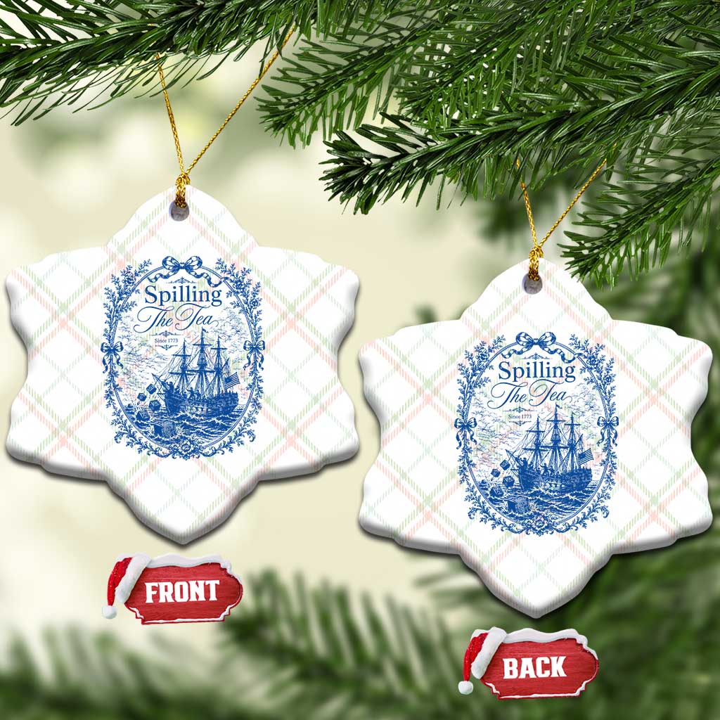 Spilling The Tea Since 1773 Boston Tea Party Ceramic Ornament Funny Historical Toile Graphic American History Humor