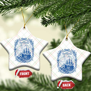 Spilling The Tea Since 1773 Boston Tea Party Ceramic Ornament Funny Historical Toile Graphic American History Humor