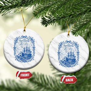 Spilling The Tea Since 1773 Boston Tea Party Ceramic Ornament Funny Historical Toile Graphic American History Humor