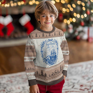 Spilling The Tea Since 1773 Boston Tea Party Ugly Christmas Sweater Funny Historical Toile Graphic American History Humor