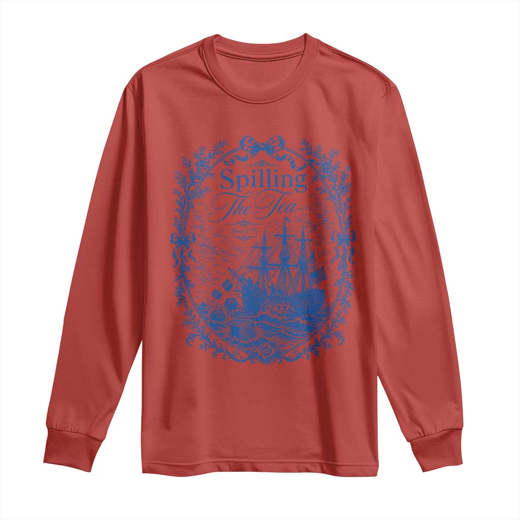 Spilling The Tea Since 1773 Boston Tea Party Long Sleeve Shirt Funny Historical Toile Graphic American History Humor