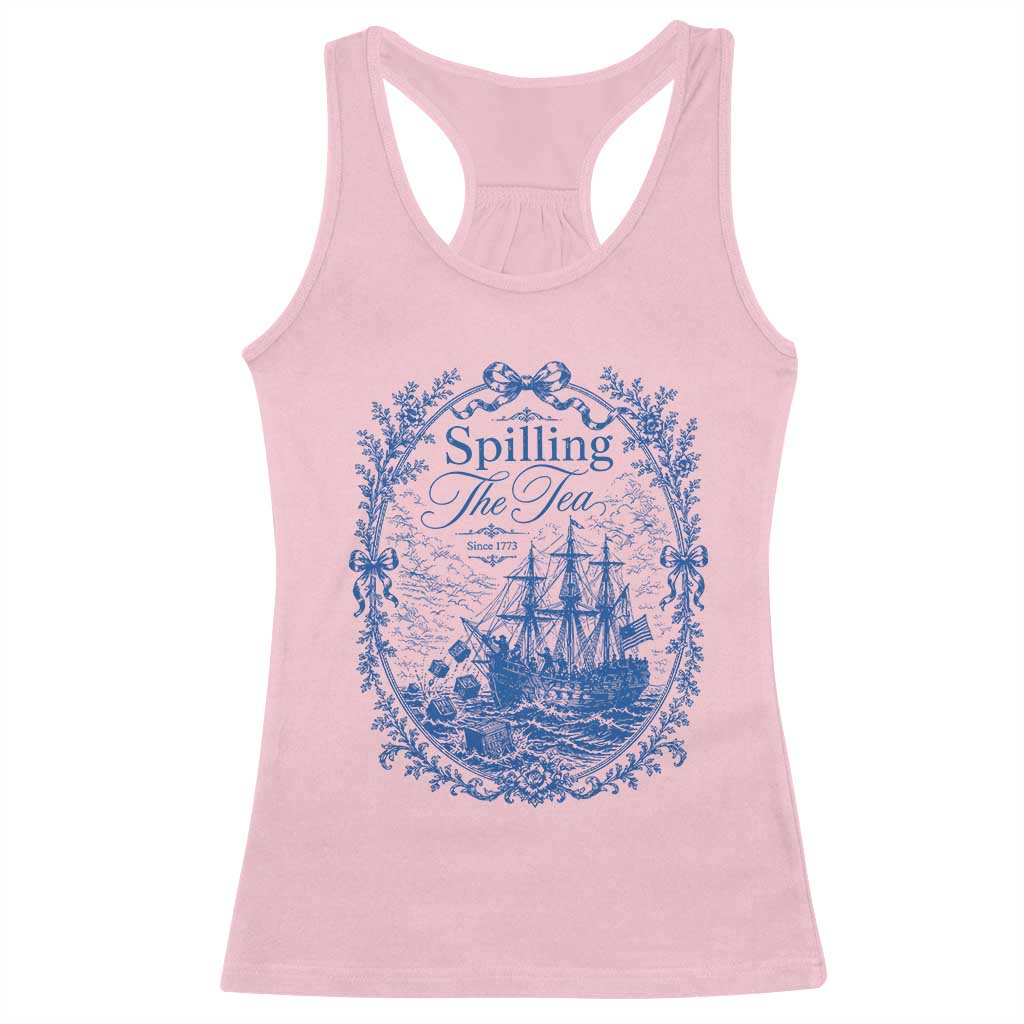 Spilling The Tea Since 1773 Boston Tea Party Racerback Tank Top Funny Historical Toile Graphic American History Humor