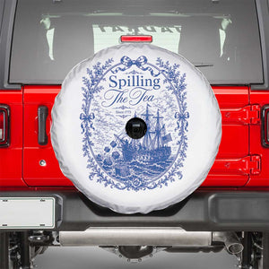 Spilling The Tea Since 1773 Boston Tea Party Spare Tire Cover Funny Historical Toile Graphic American History Humor TS02 White Print Your Wear